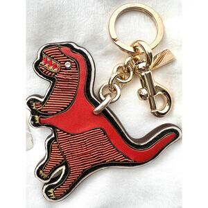 Coach Embroidered Rexy Bag Charm in leather with gold-tone hardware